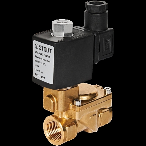STOUT Клапан соленоидный (электромагнитный), непрямого (пилотного) действия, НО, 220В, G1/2, EPDM купить в интернет магазине Санрай73