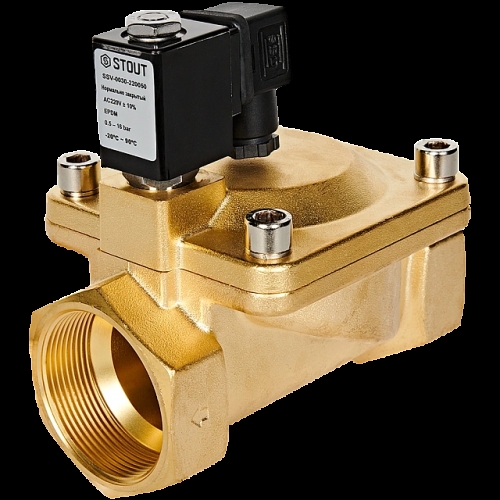 STOUT Клапан соленоидный (электромагнитный), непрямого (пилотного) действия, НЗ, 220В, G2, EPDM купить в интернет магазине Санрай73