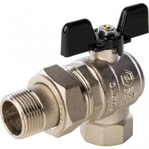 Кран шаровой полнопроходной STOUT угловой, ВР/НР, ручка бабочка 3/4, американка купить в интернет магазине Санрай73