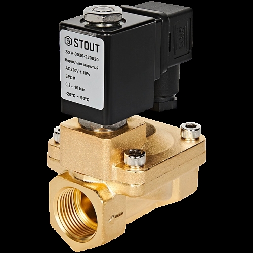 STOUT Клапан соленоидный (электромагнитный), непрямого (пилотного) действия, НЗ, 220В, G3/4, EPDM купить в интернет магазине Санрай73