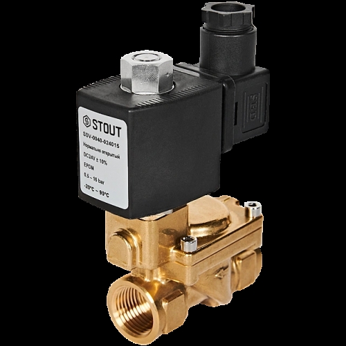 STOUT Клапан соленоидный (электромагнитный), непрямого (пилотного) действия, НО, 24В, G1/2, EPDM купить в интернет магазине Санрай73