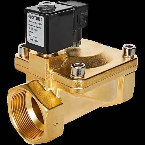 STOUT Клапан соленоидный (электромагнитный), непрямого (пилотного) действия, НЗ, 24В, G2, EPDM купить в интернет магазине Санрай73