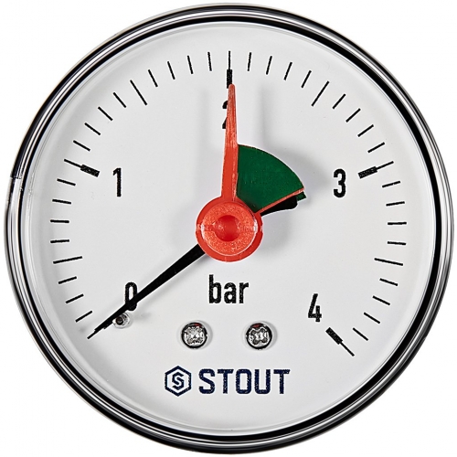 STOUT Манометр аксиальный с указателем предела. Корпус Dn 63 мм 1/4 , 0...4 бар, кл.2.5 купить в интернет магазине Санрай73