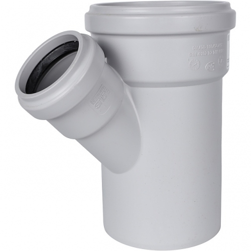 Тройник канализационный бесшумный STOUT D 110 x 58 / 45° купить в интернет магазине Санрай73