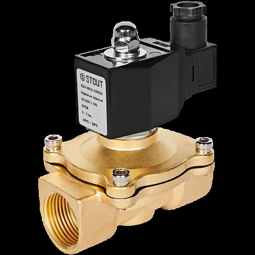 STOUT Клапан соленоидный (электромагнитный), прямого действия, НЗ, 220В, G1, EPDM купить в интернет магазине Санрай73