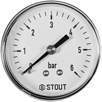 Манометр STOUT аксиальный. Корпус Dn 50 мм 1/4 , 0...6 бар, кл.2.5