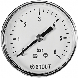 Манометр STOUT аксиальный. Корпус Dn 50 мм 1/4 , 0...6 бар, кл.2.5