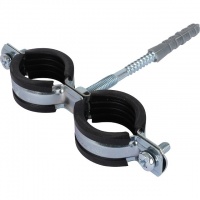 Сдвоенный хомут для труб STOUT. комплект: хомут+шпилька шуруп +дюбель пластиковый 1"(32-35)