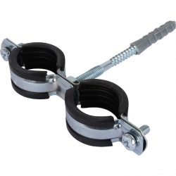 Сдвоенный хомут для труб STOUT. комплект: хомут+шпилька шуруп +дюбель пластиковый 1"(32-35)