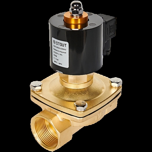 STOUT Клапан соленоидный (электромагнитный), прямого действия, НО, 220В, G1 1/4, EPDM купить в интернет магазине Санрай73