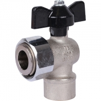 Кран шаровой STOUT 1/2x3/4 с накидной гайкой угловой, ВР/накидная гайка, ручка бабочка