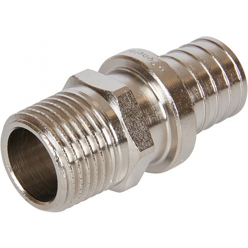 SFA-0001-200212 STOUT Переходник с наружной резьбой 20х2.0x1/2" никелированный для труб из сшитого полиэтилена аксиальный купить в интернет магазине Санрай73