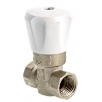 Кран двойной регулировки 1/2"ВР/ВР (КРДП) Valtec для радиаторов, маховик белый