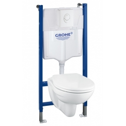 Набор 5-в-1 GROHE Solido: подвесной унитаз с сиденьем и крышкой + система инсталляции с панелью смыва Skate  39117000