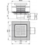 Трап горизонтальный 150х150/50/75 СУХОЙ APV3444 AlcaPlast
