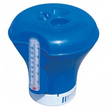 Поплавок-дозатор с термометром, 18.5см, для химии в таблетках, 3 цвета