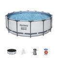 Каркасный бассейн Steel Pro Max (427х122) 15232л, фильтр-насос 3028л/ч, лестница, тент, Bestway