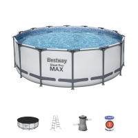 Каркасный бассейн 427 х 122 Bestway Steel Pro Max 15232л, фильтр-насос 3028л/ч, лестница, тент