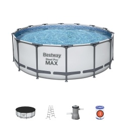 Каркасный бассейн 427 х 122 Bestway Steel Pro Max 15232л, фильтр-насос 3028л/ч, лестница, тент