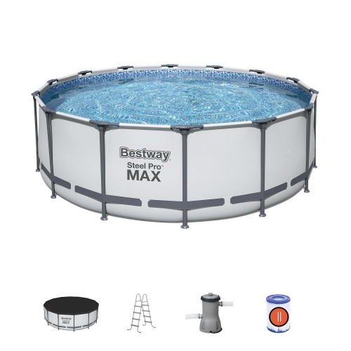 Каркасный бассейн Steel Pro Max (427х122) 15232л, фильтр-насос 3028л/ч, лестница, тент, Bestway купить в интернет магазине Санрай73