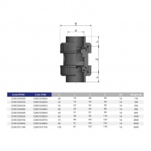 Обратный клапан пружинный d63 уплотнение EPDM ПВХ Италия