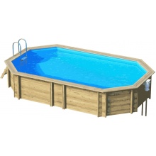 Деревянный бассейн TROPIC OCTO+ 510 синий лайнер, песоч.фильтр, скиммер, форсунка, лестница BWT