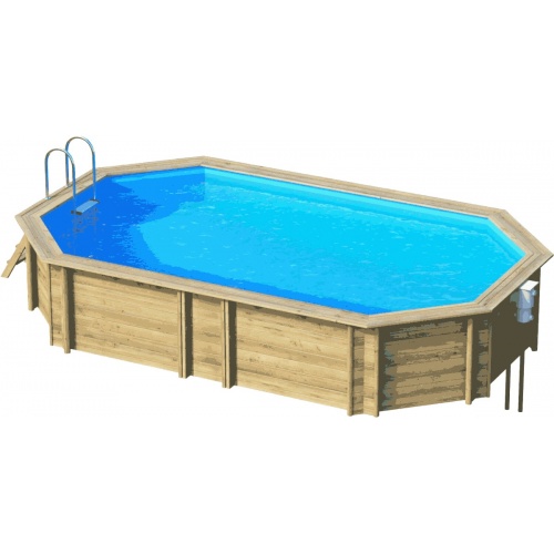 Деревянный бассейн TROPIC OCTO+ 540 синий лайнер, песочный фильтр, скиммер, форсунка, лестница BWT купить в интернет магазине Санрай73