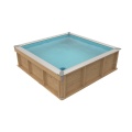 Детский деревянный бассейн Pistoche 2,0х2,0х0,60, синий лайнер, картриджный фильтр BWT