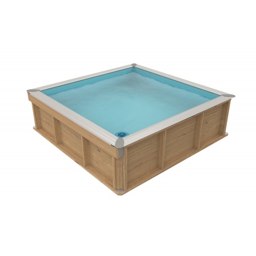Детский деревянный бассейн Pistoche 2,0х2,0х0,60, синий лайнер, картриджный фильтр BWT купить в интернет магазине Санрай73