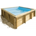 Детский деревянный бассейн TROPIC JUNIOR 2,0x2,0x0,64, синий лайнер, картриджный фильтр BWT