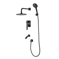 Душевой комплект Lemark Bronx LM3722BL встраиваемый, тропический душ, излив, лейка, черный