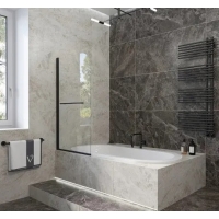 Шторка на ванну Veconi распашная с маятн.мех.PL79B-70-01-C4 700x1500,черный,прозрачный