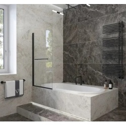 Шторка на ванну Veconi распашная с маятн.мех.PL79B-70-01-C4 700x1500,черный,прозрачный