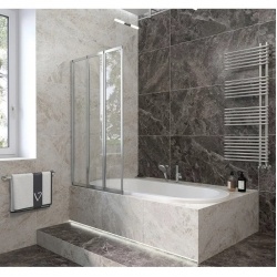 Шторка на ванну Veconi складная левая PL73L-120-01-19C4 1200x1500,хром,прозрачное