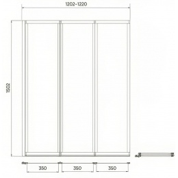 Шторка на ванну Veconi складная левая PL73L-120-01-19C4 1200x1500,хром,прозрачное