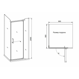 Душевой угол Veconi распашной квадратный RV18B-90-01-C6 900x900x2000,черный,прозрачное