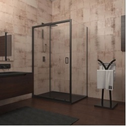 Душевой угол Veconi раздвижной квадратный RV046B-100100PR-01-19C1 1000х1000х1950,черный,прозрачное