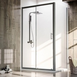 Душевой угол Veconi раздвижной прямоугольный RV072-12080PR-01-19C4 1200х800х1900,черный,прозрачное