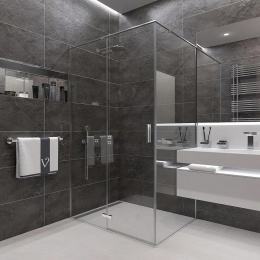 Душевой угол Veconi распашной квадратный RV073-9090-01-C4 900х900х1950,хром,прозрачное