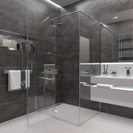 Душевой угол Veconi распашной прямоугольный RV073-10080-01-C4 1000х800х1950,хром,прозрачное