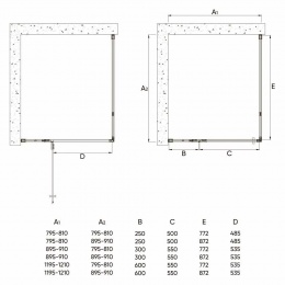 Душевой угол Veconi распашной квадратный RV073-9090-01-C4 900х900х1950,хром,прозрачное