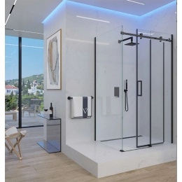 Душевой угол Veconi раздвижной прямоугольный RV074B-120100-01-C4 1200х1000х1950,черный,прозрачное