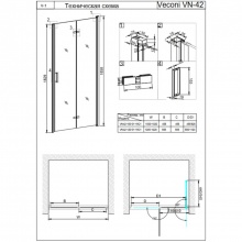Душевая дверь Veconi складная VN42-100-01-19C1 1000x1900,хром,прозрачное