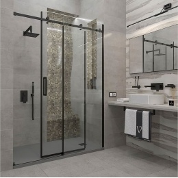 Душевая дверь Veconi раздвижная VN74B-130-01-C4 1300x1950,черный,прозрачное