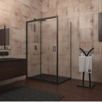 Душевой угол Veconi раздвижной прямоугольный RV046B-12070PR-01-19C1 1200х700х1950,черный,прозрачное