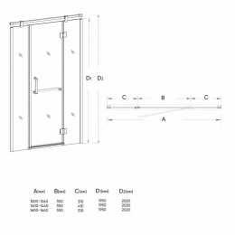 Душевая дверь Veconi распашная VN53-120-01-19C1 1200x2020,хром,прозрачное