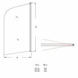 Шторка на ванну Veconi распашная с маятн. мех.PL80-70-01-19C1 700x1500,хром,прозрачное