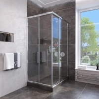 Душевой угол Veconi раздвижной квадратный RV113-90-01-C4 900x900x1850,хром,прозрачное