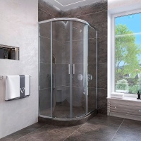 Душевой угол Veconi раздвижной полукруглый RV107-90-01-C4 900x900x1900,хром,прозрачное