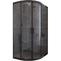 Душевой угол Veconi раздвижной полукруглый RV107B-80-01-C4 800x800x1900,черный,прозрачное